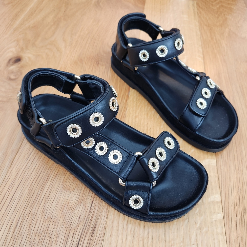 SANDRO Rhinestone hook-and-loop sandals size EU36  5.5